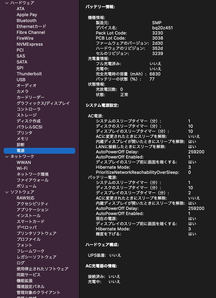 Mac Book Pro 2015 システム情報
